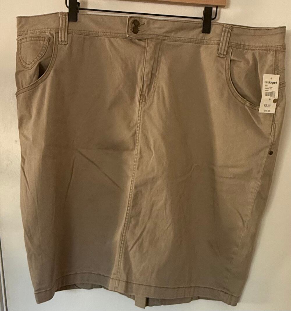NWT Lane Bryant Khaki Cotton 5-Pocket Skirt Plus Size 24